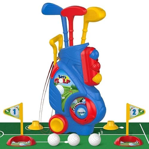 Liberry Toddler Golf Set for 2 3 4 Years Old Boys Girls, Upgraded Kids Golf Clubs Set with Cart, Putting Mat, Outdoor Indoor Sports Toy Birthday Gift, Blue - Image 1
