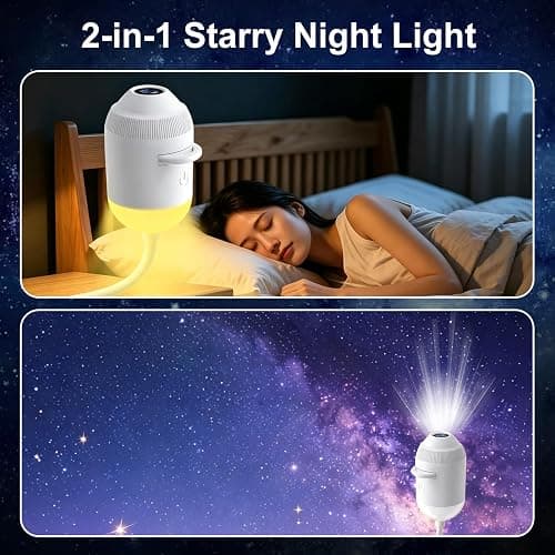 MolKuno 2-in-1 Galaxy Projector Night Light | 24 Projection Films, Portable USB Starry Sky Projection LED, 360° Adjustable, Brightness Control thumbnail 2
