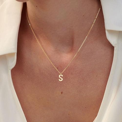 HANLI Initial Necklaces for Women - 14k Gold Plated Dainty Letter Necklace Alphabet A-Z Necklace Personalized Monogram Name Necklaces for Women Jewelry Gifts for Her thumbnail 3