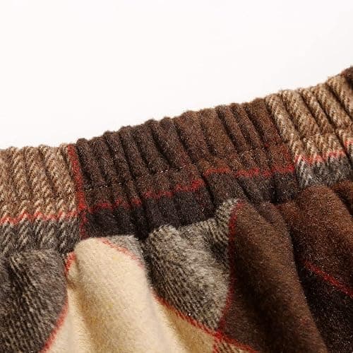IDEALSANXUN Womens Plaid Wool Skirts Elastic Waist A-Line Pleated Tartan Long Skirts thumbnail 4