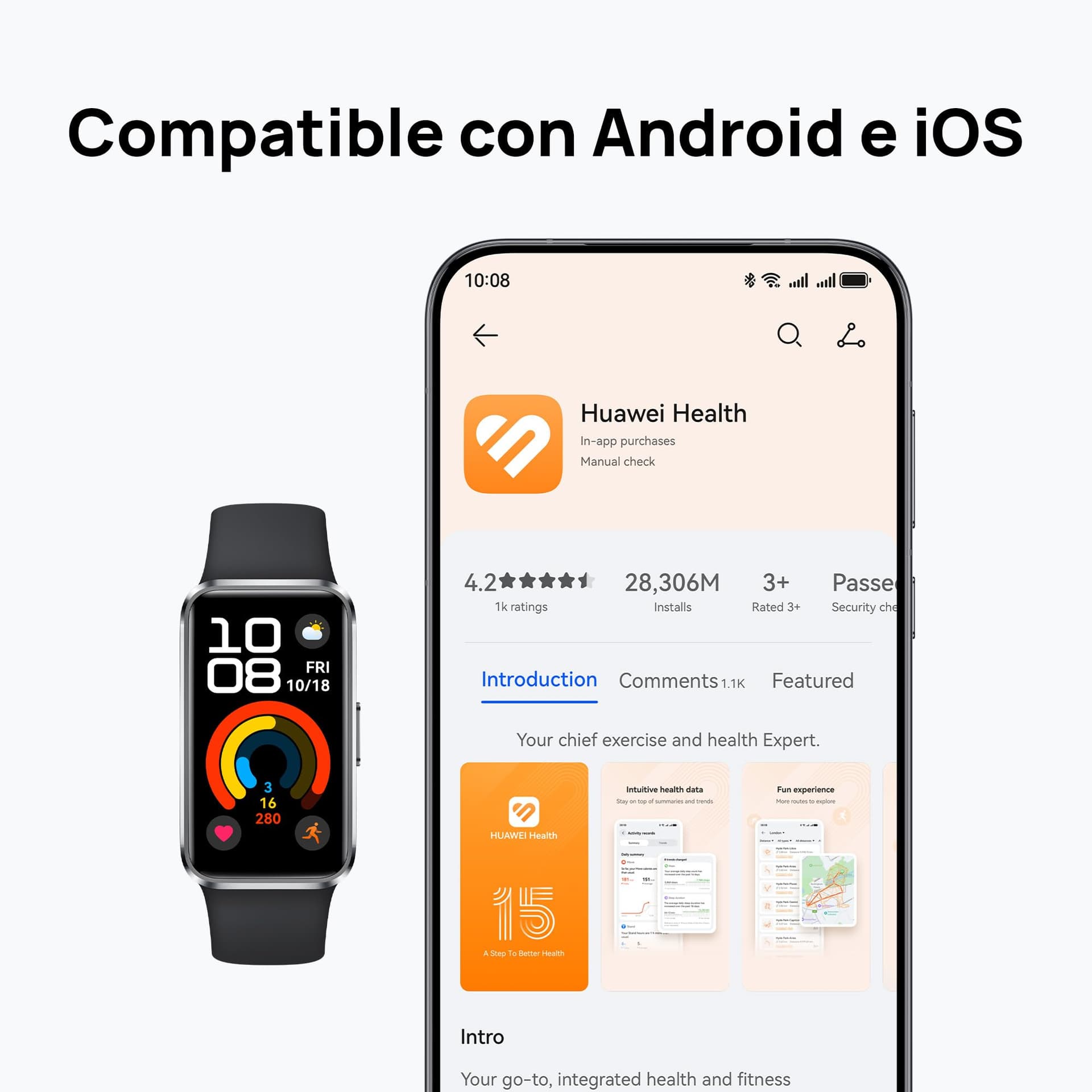 HUAWEI Band 10 Smartwatch, Monitoreo Deportivo con IA, Monitoreo de sueño avanzado, Asistente de Bienestar Emocional, Carga rápida, Compatible con iOS y Android, Negro Polimero thumbnail 10