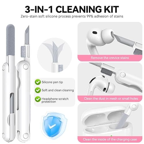TNSNK for AirPods Pro 3 Case 2025, Soft Silicone Case Compatible with Apple Airpods Pro 3rd Generation Cover with Cleaner & Keychain for Women Men Girly, Anti-Scratch,Drop Protection, Pink thumbnail 5