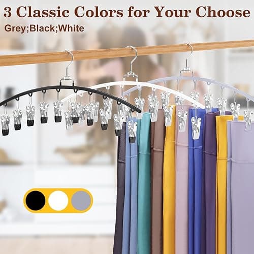 2 Pack Legging Organizer for Closet 360° Swivel, Metal Gym Clothes Organizer w/20 Clips Holds 20 Leggings, Hangers Space Saving, Closet Organizers and Storage, Dorm Room Organization Essentials, Black thumbnail 5