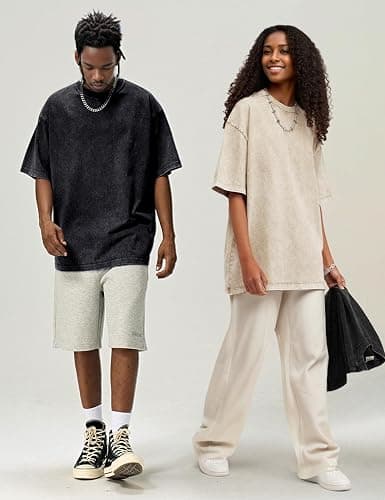 Wyeysyt 3 Pack Oversized Tshirts for Women Vintage Washed Baggy Tees Cotton Short Sleeves Acid Shirts Unisex Tops thumbnail 3