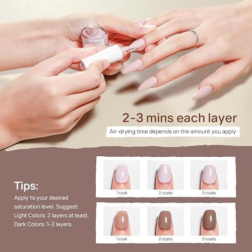 MIZHSE Quick Dry Nail Polish Set, 24 Colors Fall Winter Regular Nail Polish Non Gel, Air Dry Fast Trendy Glitter Bulk Gray Brown Nail Lacquer Oil-based Fingernail Toe Home DIY Gift for Women thumbnail 7