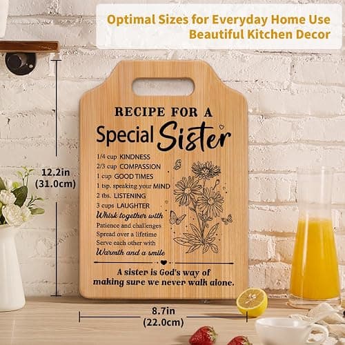 Gifts for Sister, Sister's Birthday Gifts from Sister, Recipe for A Special Cutting Board, Christmas Mothers Day Valentines Day Present for Sisters thumbnail 3