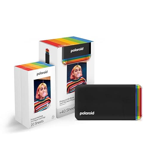 Polaroid Hi-Print + Paper Bundle- 2nd Generation Bluetooth Connected 2x3 Pocket Photo Dye-Sub Printer - Black Printer + 40 Photos (6439) - Image 1
