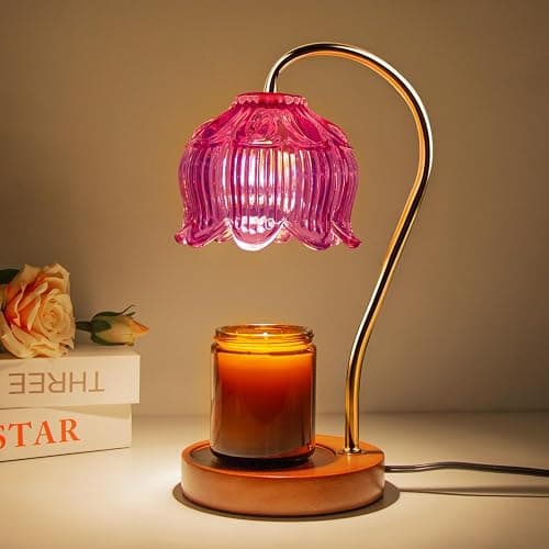 Purple Flower Candle Warmer Lamp with Timer - Electric Candle Heater for Women's Gifts, Mom, Friends, Vintage Home Decor(Includes 2 Bulbs) - Image 1