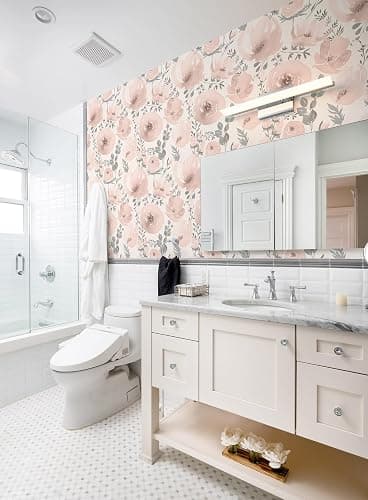 Baolanzw Floral Peel and Stick Wallpaper Pink Wallpaper for Bedroom Self Adhesive Wall Paper Girls Room 17.3"x118" (Pink, 17.3" x 118") thumbnail 8