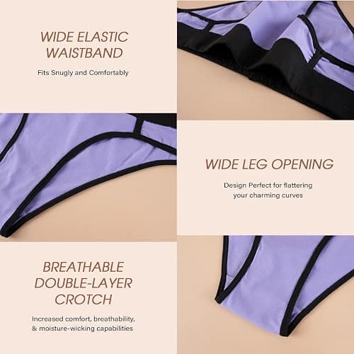 BAJAOEY Women Underwear Cotton, Cheeky Panties Soft & Breathable Bikinis Panties for Women Pack for Young Ladies 5 Pack thumbnail 6