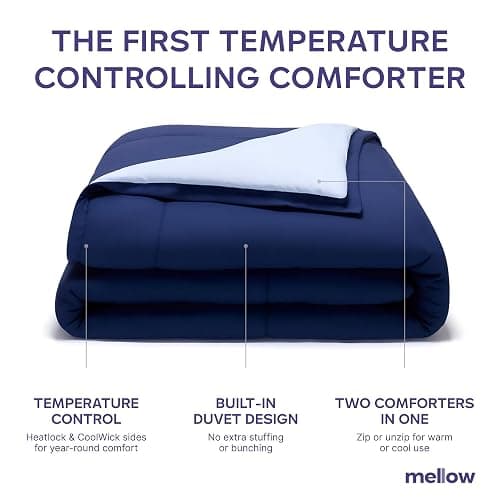 Mellow Temperature Control Comforter – Queen Size, All Season, Dual Layer: Reversible Cool-Warm Design, Hypoallergenic, Washable, Breathable—Ideal for Couples, hot Sleepers, and Year-Round Comfort thumbnail 2