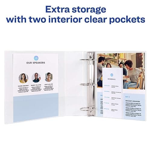 Avery Standard View 3 Ring Binder, 2" Round Rings, 375-Sheet Capacity, 2.8 Inch Wide Spine, 1 White Binder, Ideal for Lightweight Organization and Occasional Referencing (05731) thumbnail 4