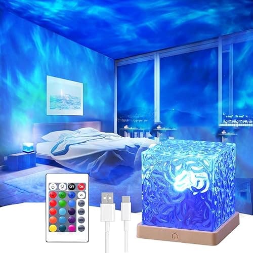 Ocean Wave Projector Light, 16 Color Rechargeable Ocean Lamp, with Power Touch Control and Remote Control Luminorthe Cube Lamp, Bringing You Romance and Tranquility - Image 1