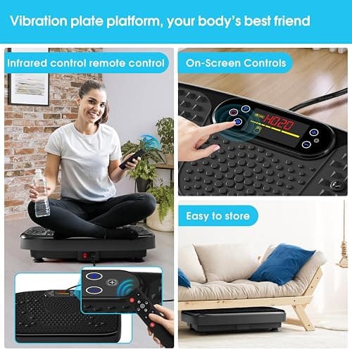 SoftGym Vibration Plate Exercise Machine for Lymphatic Drainage,Power Vibrate Stand Shake Board 450 Lbs Capacity Whole Body Workout Waver with Fitness Resistance Bands Weight Loss Gifts for Women Men thumbnail 2