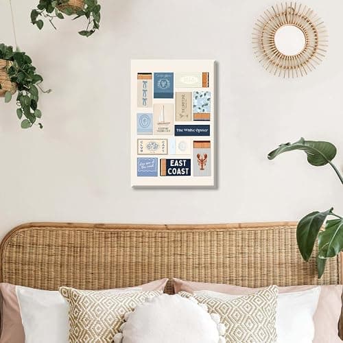 Beach Wall Art Blue Matchbook Collage Poster Grandmillennial Canvas Print Art Posters Preppy East Coast Aesthetic for Coastal Cowgirl Room Decor 8x12inch Unframed thumbnail 4