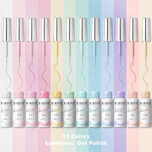 RARJSM Glow in The Dark Nail Art Gel Liner 12 Soft Pastel Colors Neon Green Blue Purple Pink Painting Luminous Polish Set UV LED Curing Requires Thin Brush for Swirl Nails Design thumbnail 5