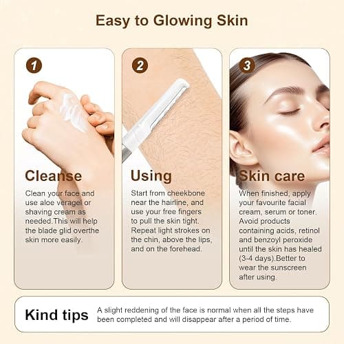 Dermaplaning Razor for Face - 10 Blade Refills, Dermaplaning Tool for Face Help Exfoliate and Smooth Skin, Easy-to-Use Facial Razors, Eyebrow Razor & Peach Fuzz Removal for Beauty thumbnail 7