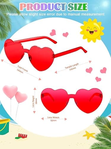 AGGKKY 12 Pairs Heart Shaped Sunglasses for Women Colorful Glasses Fun Trendy Transparent Heart Sunglasses Party Favor (Assorted Colors) thumbnail 2