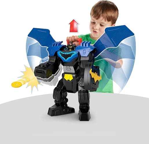 Fisher-Price Imaginext DC Super Friends, Batman Flight Mech with Lights, Sounds Motion & 3-inch Action Figure, 14.5-inch Toy Includes Launcher & Discs thumbnail 3