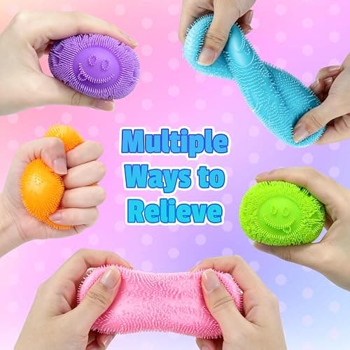 Fuzz Ball Squishy Stress Ball，Fuzzball Squishy,Soft Fidget Toy for Anxiety Relief, Sensory Squishy Ball Calming Tactile Grip for Soft Stress Relief Ball for Kids and Adults (Orange) thumbnail 5