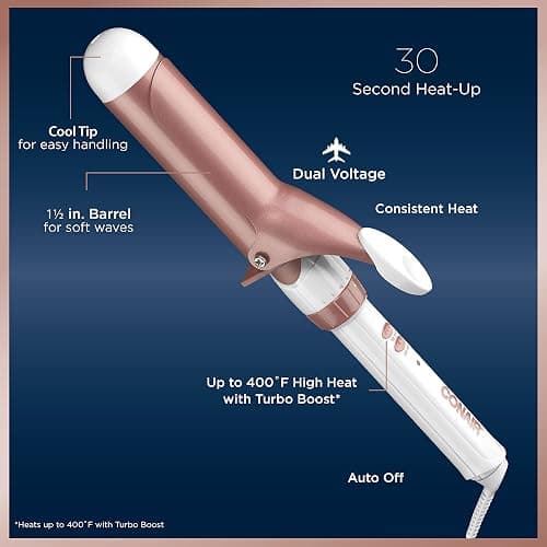 Conair Double Ceramic 1 1/2-Inch Curling Iron, 1 ½ inch barrel produces soft waves – for use on medium and long hair - White - 1 1/2-Inch thumbnail 4