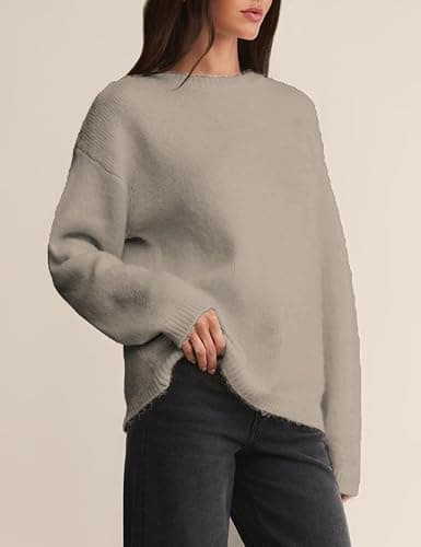 Antnation Womens Soft Fuzzy Knit Sweater Oversized Cozy Pullover Jumper Long Sleeve Casual Crewneck Sweater thumbnail 3