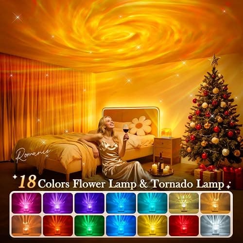 Galaxy Projector for Bedroom,18-Color Solar System Kids Night Light Projector for Bedroom,Remote Night Light for Kids Flower Lamp Tornado lamp Pink Lights,17 Year Old Girl Gift Ideas Purple Room Decor thumbnail 2