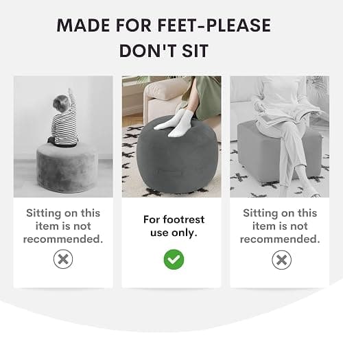 MeMoreCool Round Stuffed Pouf Ottoman Foot Rest, Floor Pouf Foot Stool with Soft Foam Chunk Filling, Small Round Ottoman Footstool Circle Footrest for Living Room, Coffee thumbnail 9