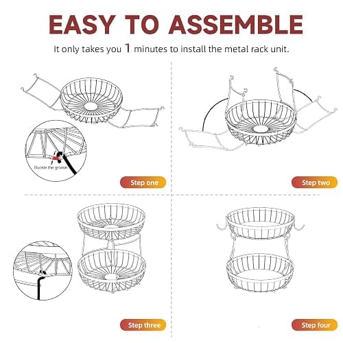 Sevenblue 2 Tier Fruit Bowl for Kitchen Counter, Black, Extra Large | Sturdy Metal Basket for Fruit, Bread & Onions, Modern Wire Fits Various Styles, Includes Food-Safe Mats to Keep Produce Fresh thumbnail 7