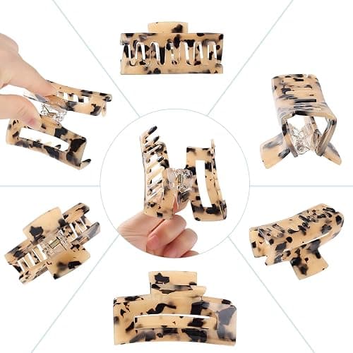 laxizar Hair Claw Clips 8 Pack Tortoise Barrettes Rectangle Shape Clips 3 Inch Fashion Hair Clips for Women thumbnail 3