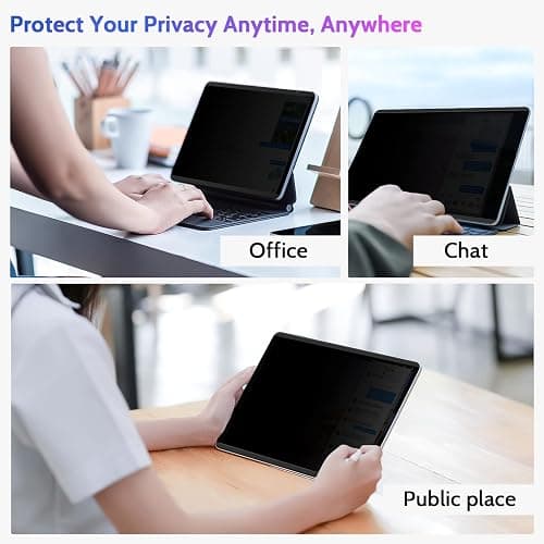 Peslv Magnetic Privacy Screen Protector for iPad 10th 2022 10.9" & iPad 11th A16 2025 11", Removable Anti Blue Light Glare Spy Private Filter, High Sensitive Bubble-Free Black Security Screen thumbnail 7