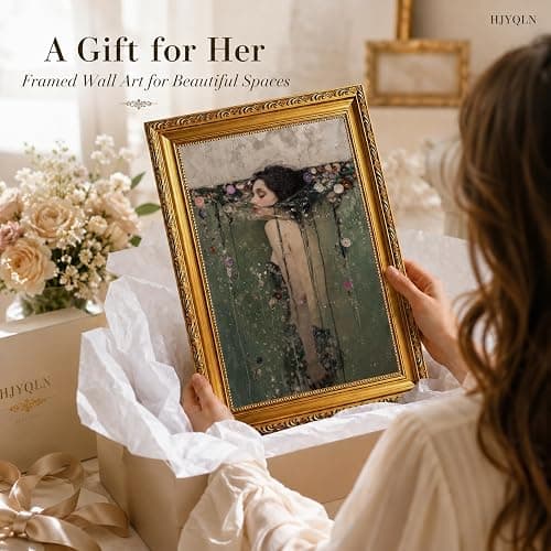 Vintage Gold Framed Ophelia Canvas Wall Art,Victorian Woman Wall Decor | Dark Academy Picture,Moody Poster Print Artwork,for Bathroom Bedroom Living Room Home Decoration 12x16 inch thumbnail 8