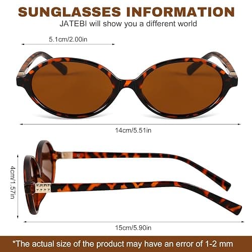JATEBI 4 Pack Retro Oval/Rectangular Sunglasses for Women Men 90s y2k Small Vintage Style UV Protection Sun Glasses thumbnail 3