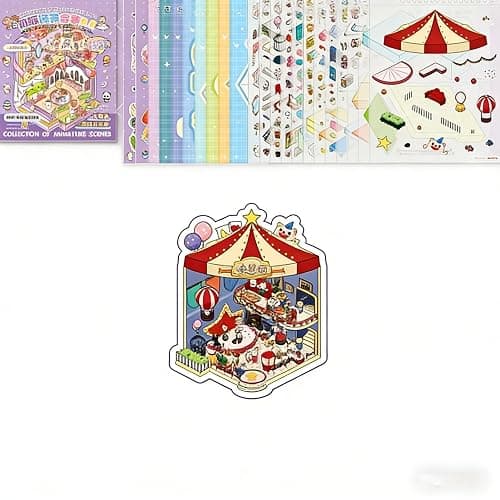 1Pc 3D Scene Sticker Book, Miniature Landscape & House Decorative Stickers, 8 Large Scenes DIY Craft Sticker Set, Melody Town 8.0 thumbnail 4