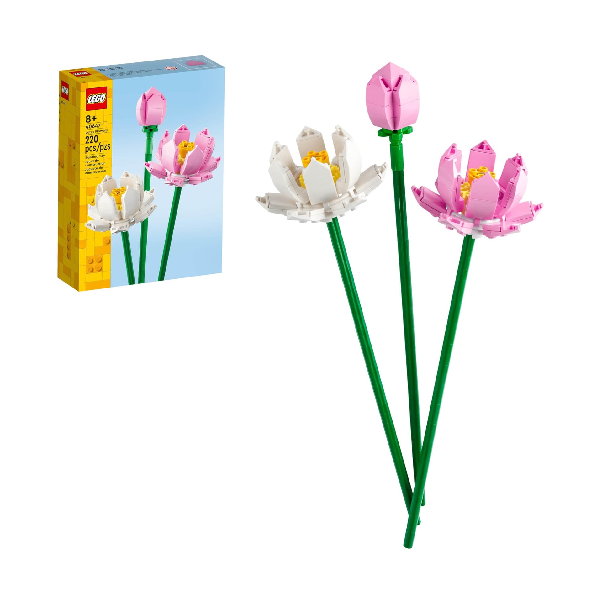 LEGO® Botanicals Flores de Loto; Plantas Ornamentales para Decorar Tus Lugares Favoritos; Estas Plantas Artificiales Pueden ser un Bonito y Colorido arreglo Floral para el hogar o la Oficina 40647 - Image 1