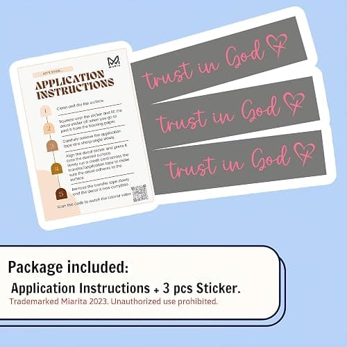 Miarita 3X Trust in God Rearview Mirror Decal, Vanity Mirror Stickers, Rear View Mirror Sticker, Car Mirror Stickers (Trust in God Pink) thumbnail 4