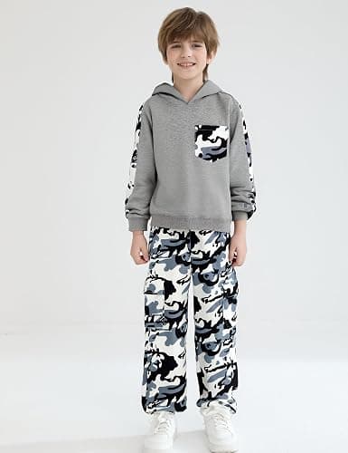 mksodopy Boys Clothes Boy Outfits 2-Piece Long Sleeve Hoodie and Camouflage Pants Boys Clothing for 6-16 Years thumbnail 4