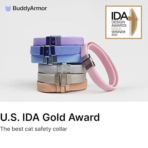 BuddyArmor Safety Cat Collar - U.S. IDA Gold Awarding Design, Stretch Elastic Quick Release, Non Breakaway - Light Weight for Kitten, Neck Fit 7.8'-15.7' for All Small Large Cat,M(Glacier Silver) thumbnail 3