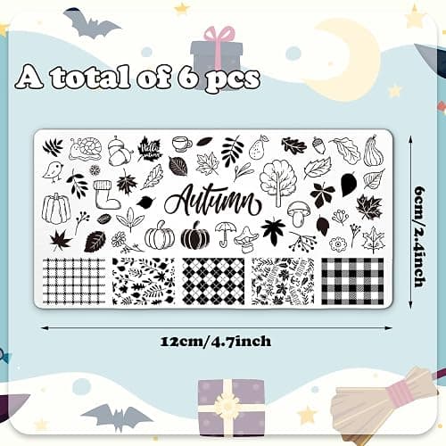 Whaline 6 Pcs All Holiday Nail Art Plates | Christmas Valentines Fall Winter St. Patrick’s Day Patriotic Theme, Stamp Template, DIY Print Manicure Salon Design thumbnail 3