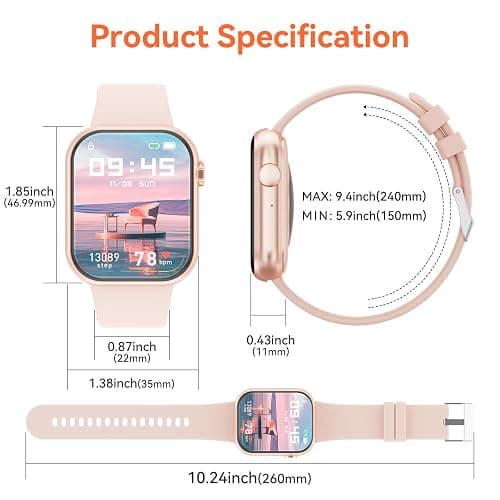 Hwagol Smart Watch (Answer/Make Call) 1.85inch Fitness Tracker, DIY Dials/Pedometer/Calories/Multiple Sport Modes/Voice Assistant, Smart Watches for Men Women Android iOS Phones thumbnail 7