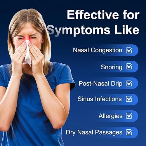 MAOEVER Neti Pot Sinus Rinse Bottle Nose Wash Cleaner Pressure Rinse Nasal Irrigation for Adult & Kid BPA Free 300 ML with 30 Nasal Wash Salt Packets and Sticker Thermometer(Blue) thumbnail 5