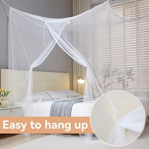 COZFUR Mosquito Net for Bed Mosquiteros Cameros para Cuba One Side Opening White Bed Canopy Netting for Bedroom Camping Outdoor Travel (L75 X W71 X H75 Inch) thumbnail 4