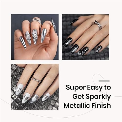 Beetles Sliver Chrome Nail Powder Mirror Metallic Effect | Nail Glitter Manicure Pigments Premium Salon for Nail Art Design, 0.04oz/1g thumbnail 5