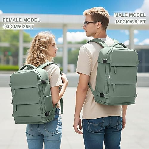 coowoz Travel Backpack For Women Men,Carry On Backpack,Hiking Backpack Waterproof Outdoor Sports Rucksack Casual Daypack Travel Essentials(Olive Green) thumbnail 3