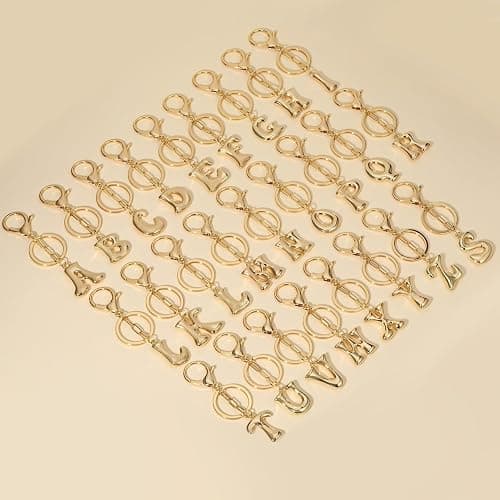 Dubtnion Gold Bubble Initial Keychain for Women Bag Charms Letter A-Z Keychain Alphabet Handbags Purse Charms Accessories thumbnail 6