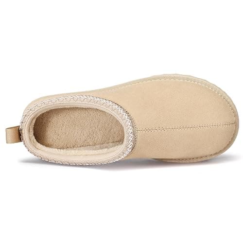 bebealy Genuine Suede Fuzzy Slippers for Women Winter Warm House Shoes Cozy Mini Boots for Indoor Outdoor thumbnail 5