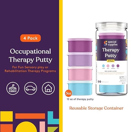 Special Supplies Therapy Putty for Kids and Adults - Resistive Hand Exercise Stress Relief Therapy Putty Kit, Set of 4 Strengths, Three Ounces of Each Putty thumbnail 4