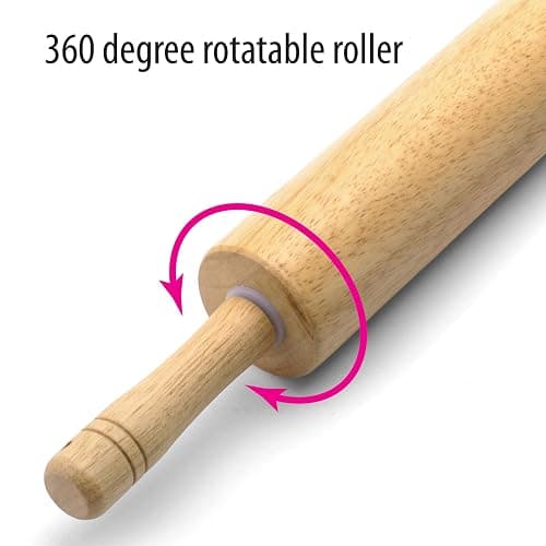 FARBERWARE Classic Wood Rolling Pin, 18-Inch Hardwood Dough Roller for Baking Pizza, Pies, Pastry and Cookies, Ergonomic Handles, Kitchen Essential thumbnail 3