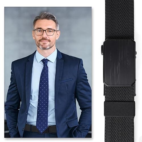 HASHIJI Auto Lock Ratchet Belt for Men | Elegant Dressing Belt Buckle | 1.5" Wide Elastic Nylon Tactical Belts Thicker thumbnail 2