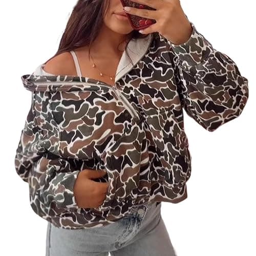 MANGMAO Camo Hoodie Y2k Quarter Zip Pullover Sweater Women Oversized Cute Hoodie Colorful Patchwork Cow Print Hoodies - Image 1